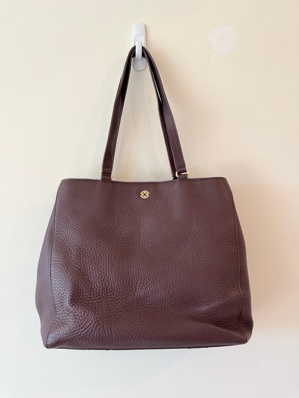 Dagne Dover Allyn Leather Tote Bag Women Red Dual Shoulder Strap Snap Closure